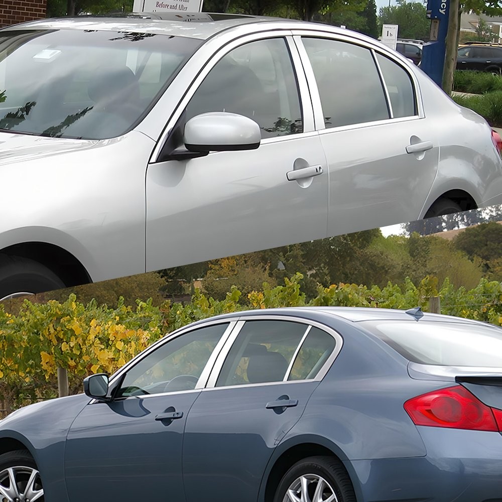 6pcs Chrome Window Pillar Posts Door Trim Cover For Infiniti G35 G37 Sedan 02-13