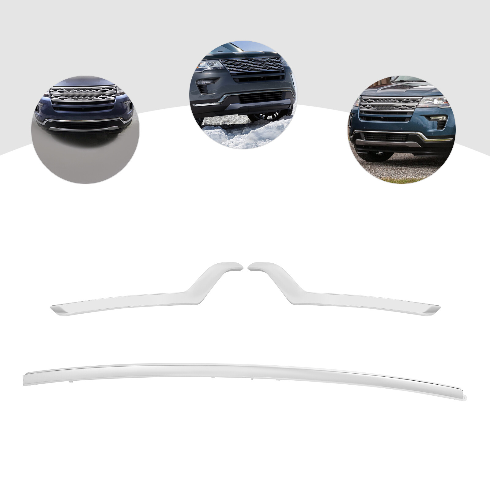 Front Lower Bumper Trim Moldings Kit For 2018-2019 Ford Explorer