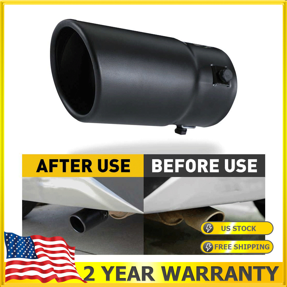 2.75″ Black Car Exhaust Pipe Tip Rear Tail Throat Muffler Steel Stainless Round