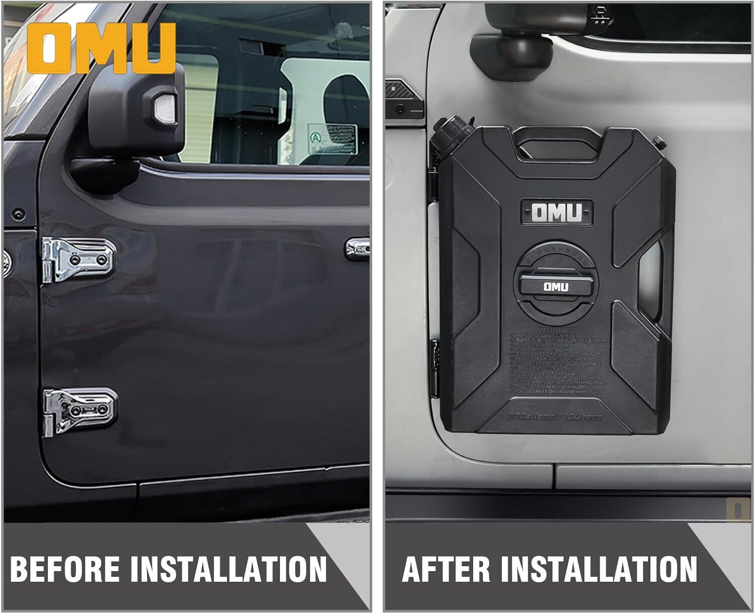 OMU Door Mount Fuel Tank Can Gas Container Aluminium for Jeep Wrangler JK JL JT