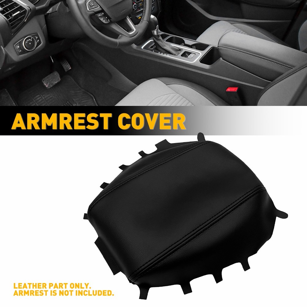 Center Console Cover Leather Armrest Cover Black For 2017-19 Ford Escape 1-5SET