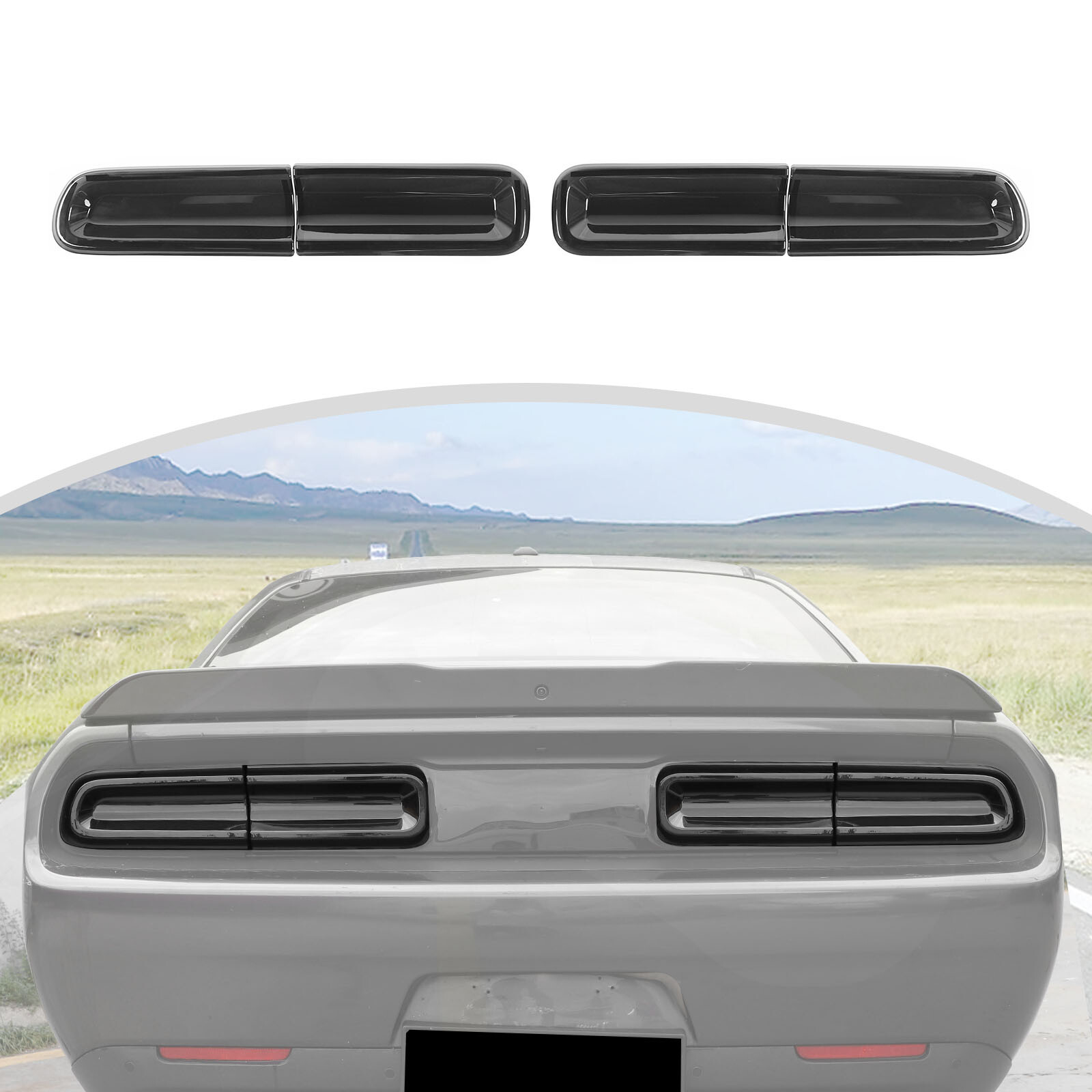 For Dodge Challenger 2015-22 Smoked Black Rear Tail light Lamp Cover Trim Bezels