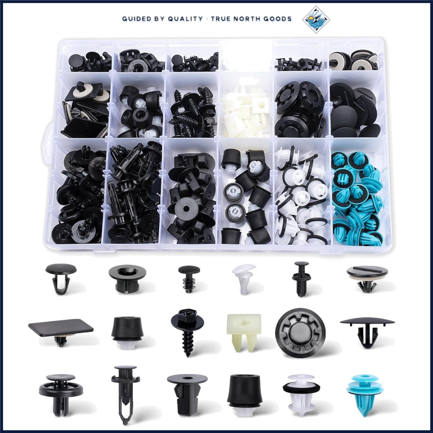 Automotive Body Clip Assortment with 259 Fasteners for Various Installations