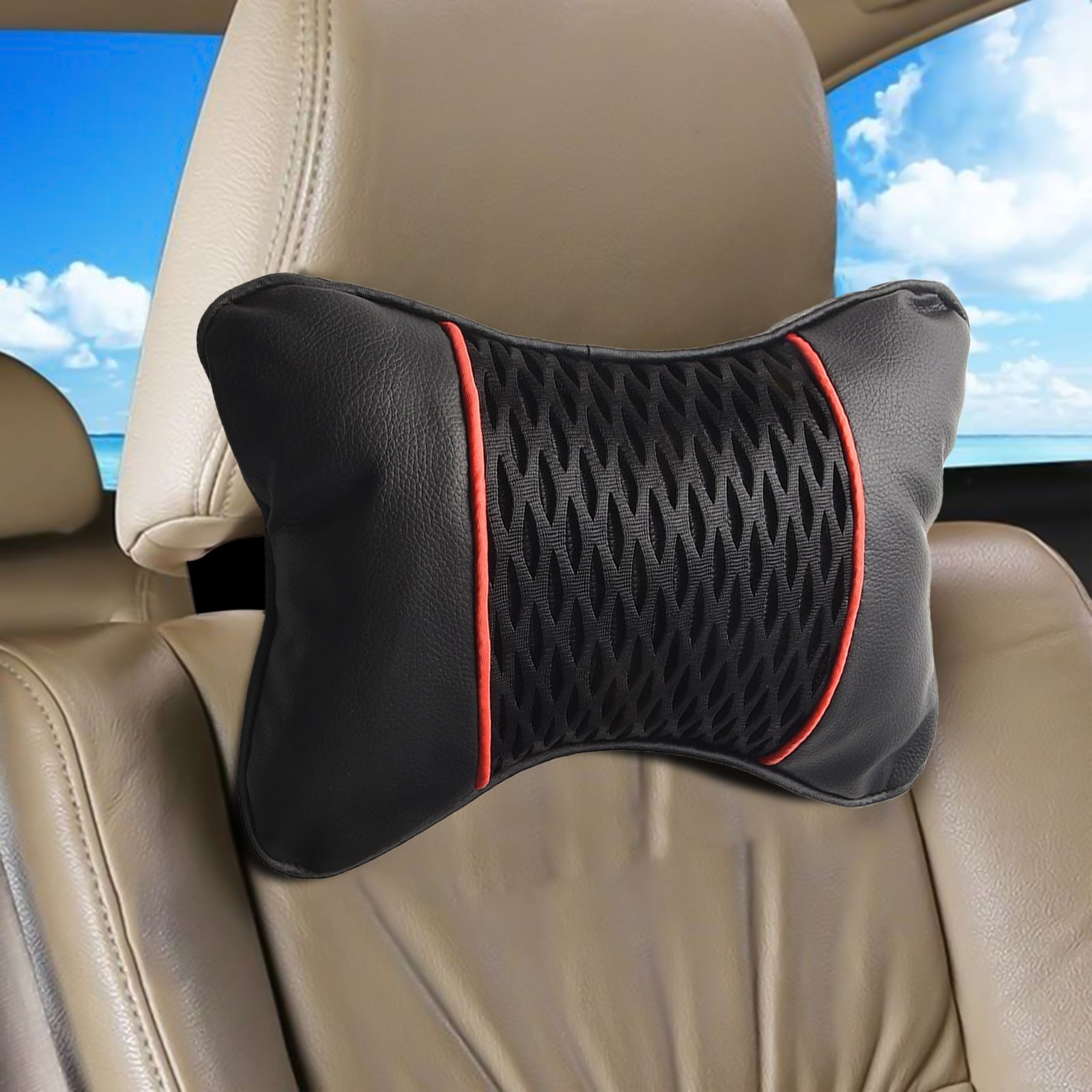 High Quality PU Leather Head Neck Rest for Car For Seats 2pcs Travel Comfort