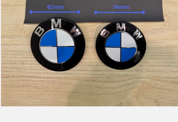 2 PCS BMW 82mm 74mm Original Hood Trunk Emblem Logos Blue