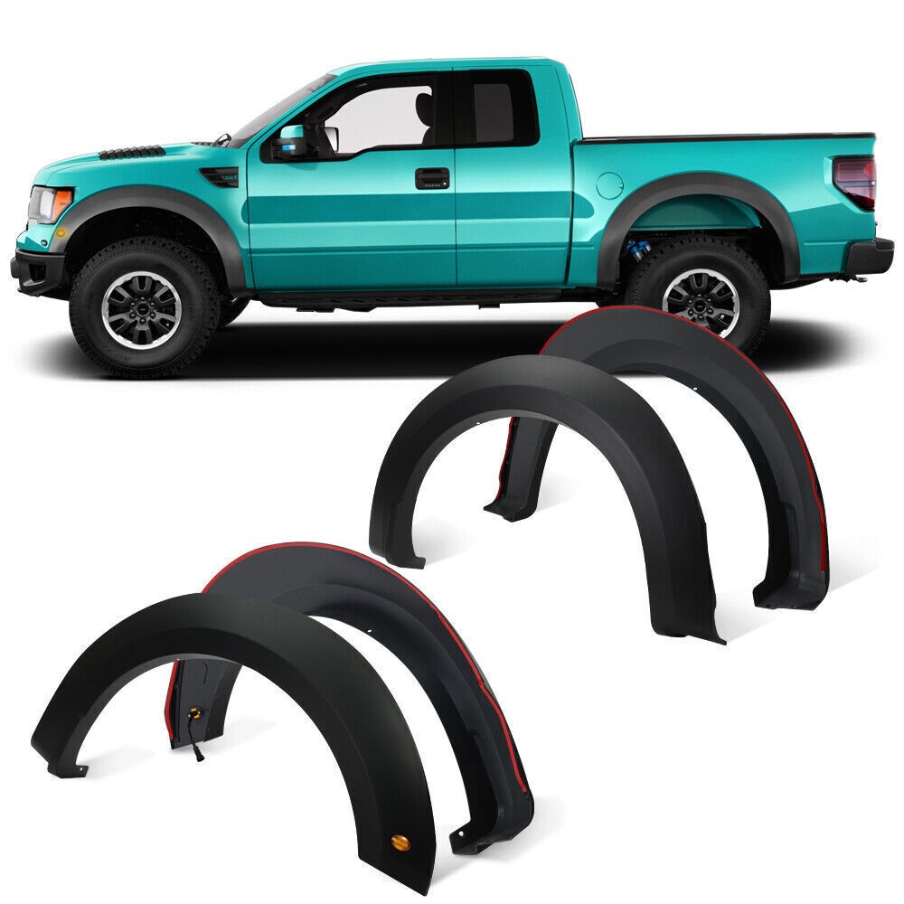 Fender Flares Fits 2015-2017 Ford F150 Styleside w/ LED Light Raptor Style 4pcs