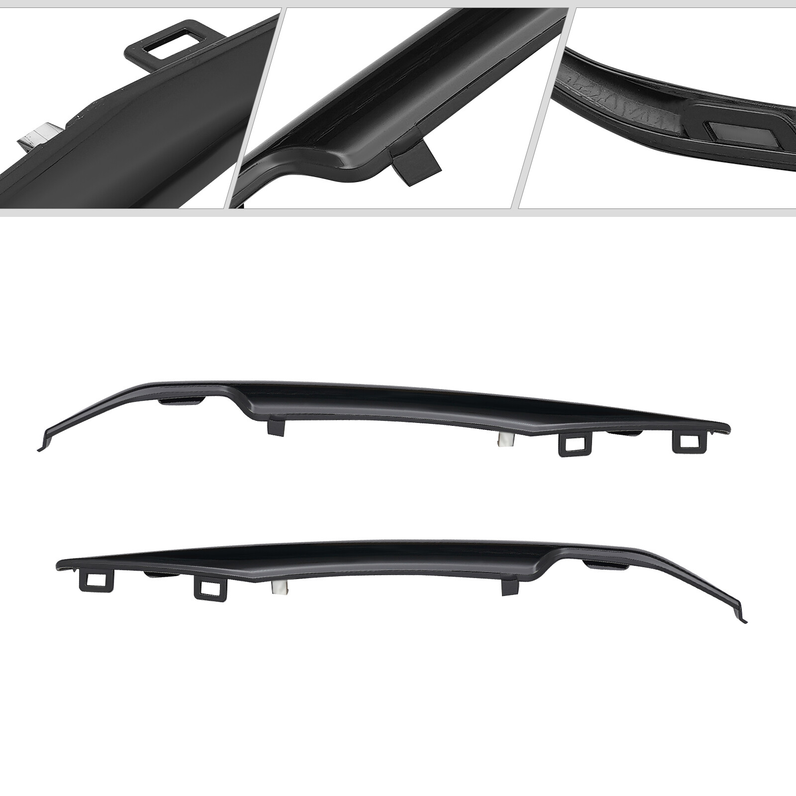 Black Front Left+Right Bumper Trim Set For 2015-2020 Cadillac Escalade Fits ESV