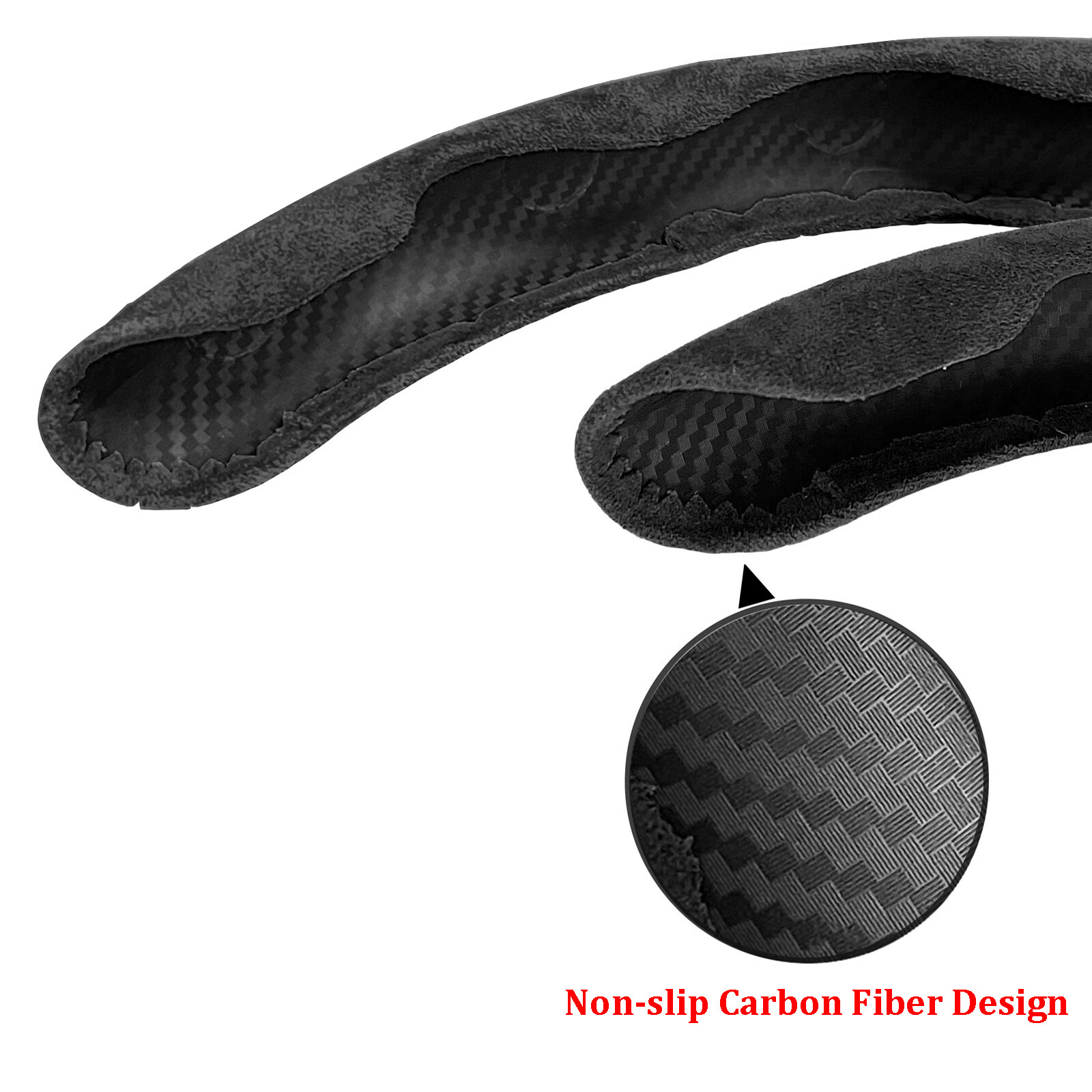 2PCS Car Auto Steering Wheel Cover Booster Black Suede Anti-slip Universal