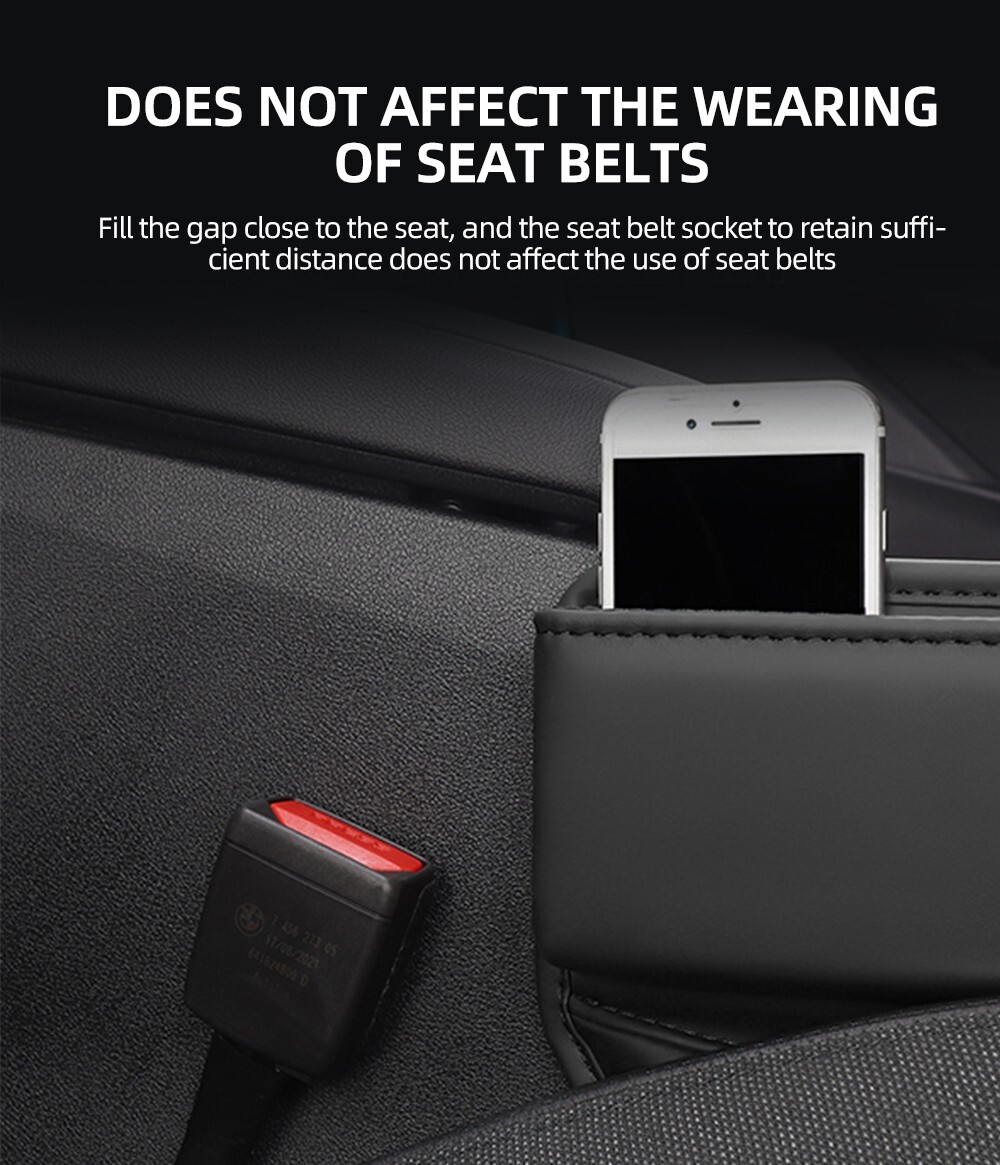 PU Leather Car Seat Gap Filler Storage Box Organizer Right Side W/Bottle Holder