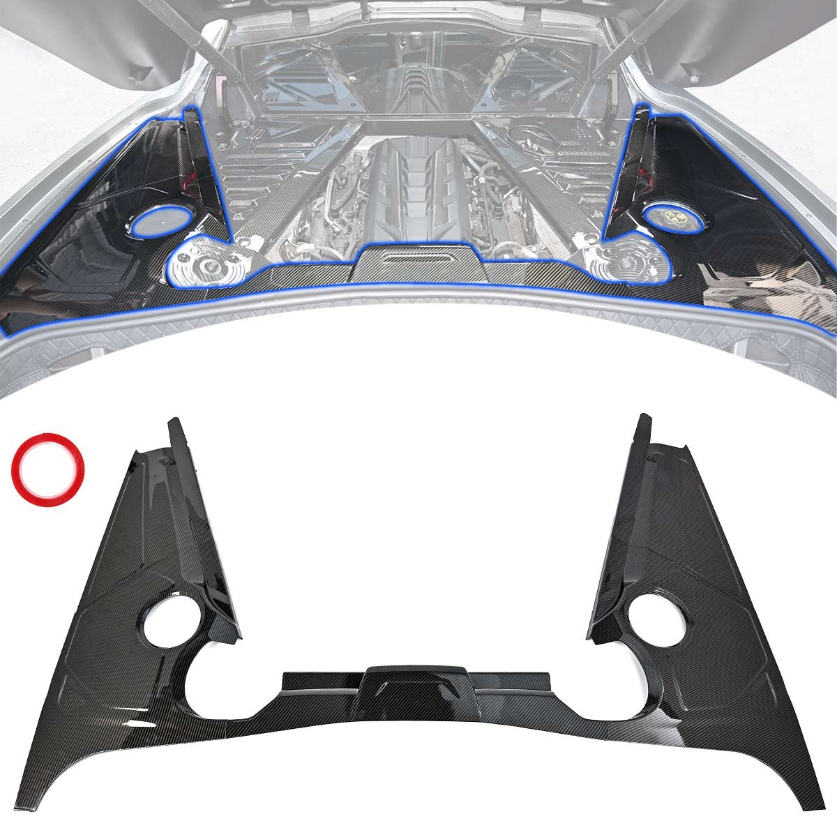 Carbon Rear Engine Bay Panel Cover Plate Frame Trim For Corvette C8 Coupe 2020+