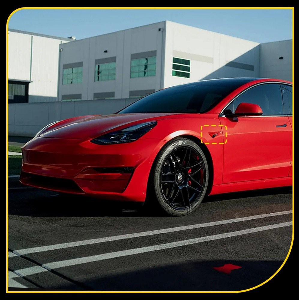 ABS Side Camera Decor Cover Trim Glossy Red For 2015-2023 Tesla Model 3 Y S X