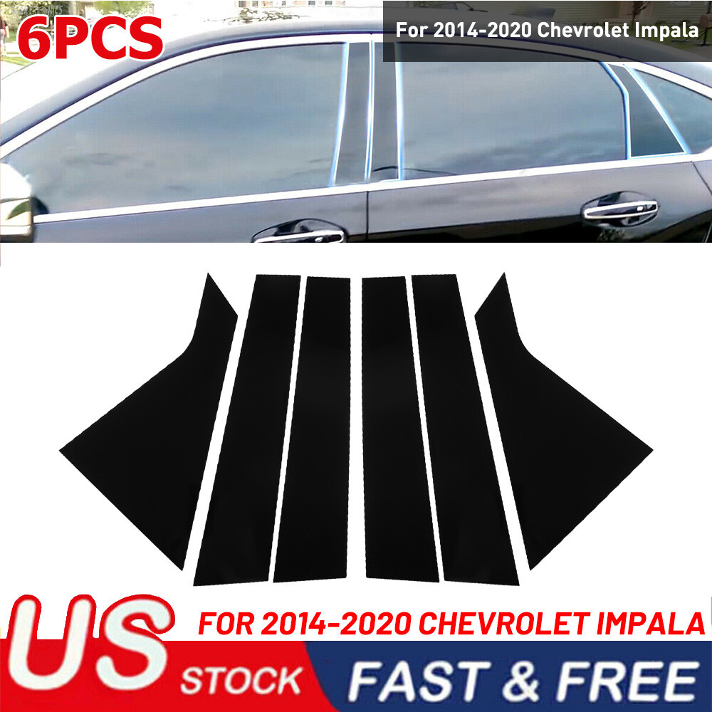 For 2014-2020 Chevrolet Impala Body Pillar Posts Door Window Trim Black 6Pcs/Set