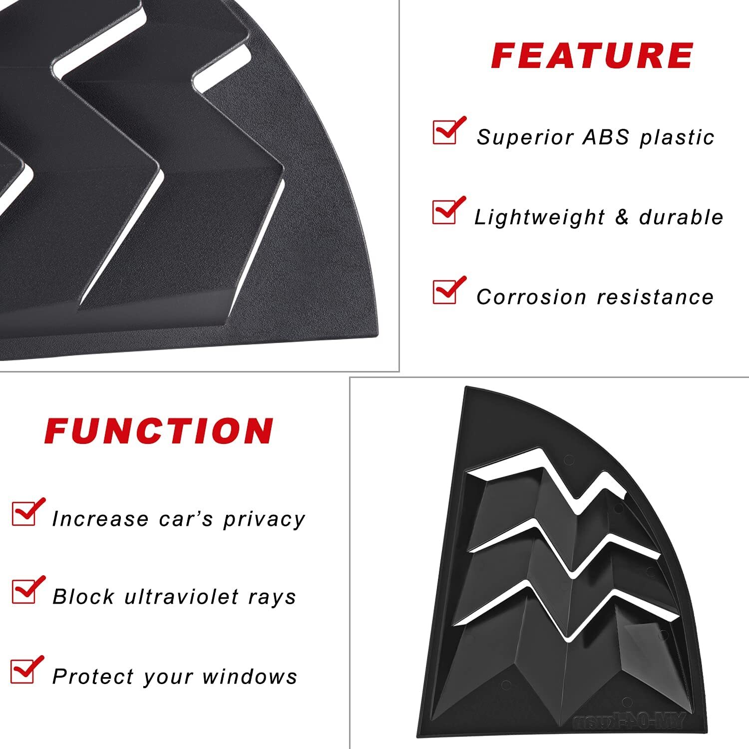 For 1999-2004 Ford Mustang ABS Black Side Window Louvers Scoop Cover Vent 2Pcs