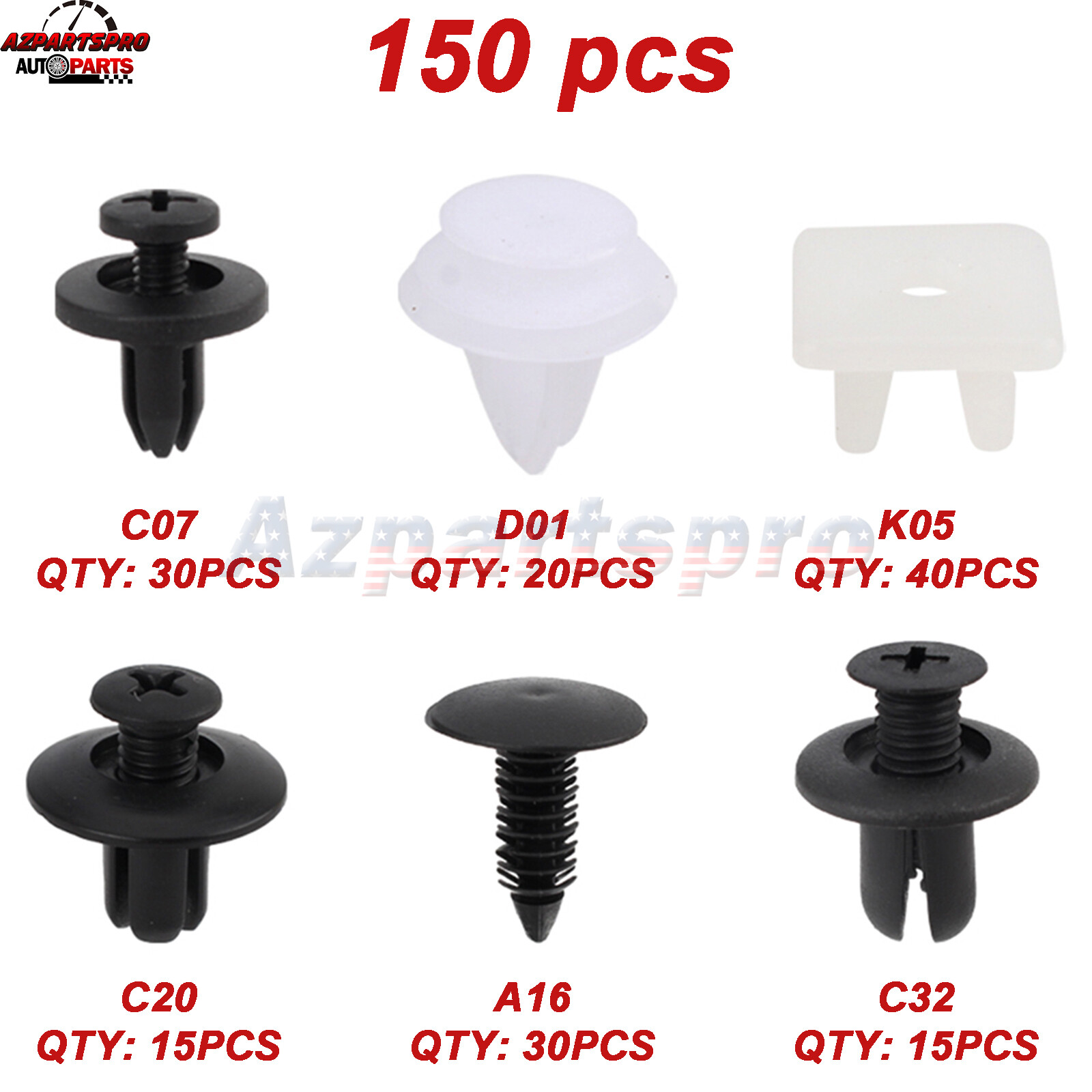 150pc Plastic Rivets Fender Bumper Push Clips Fastener Retainer for Cadillac GMC