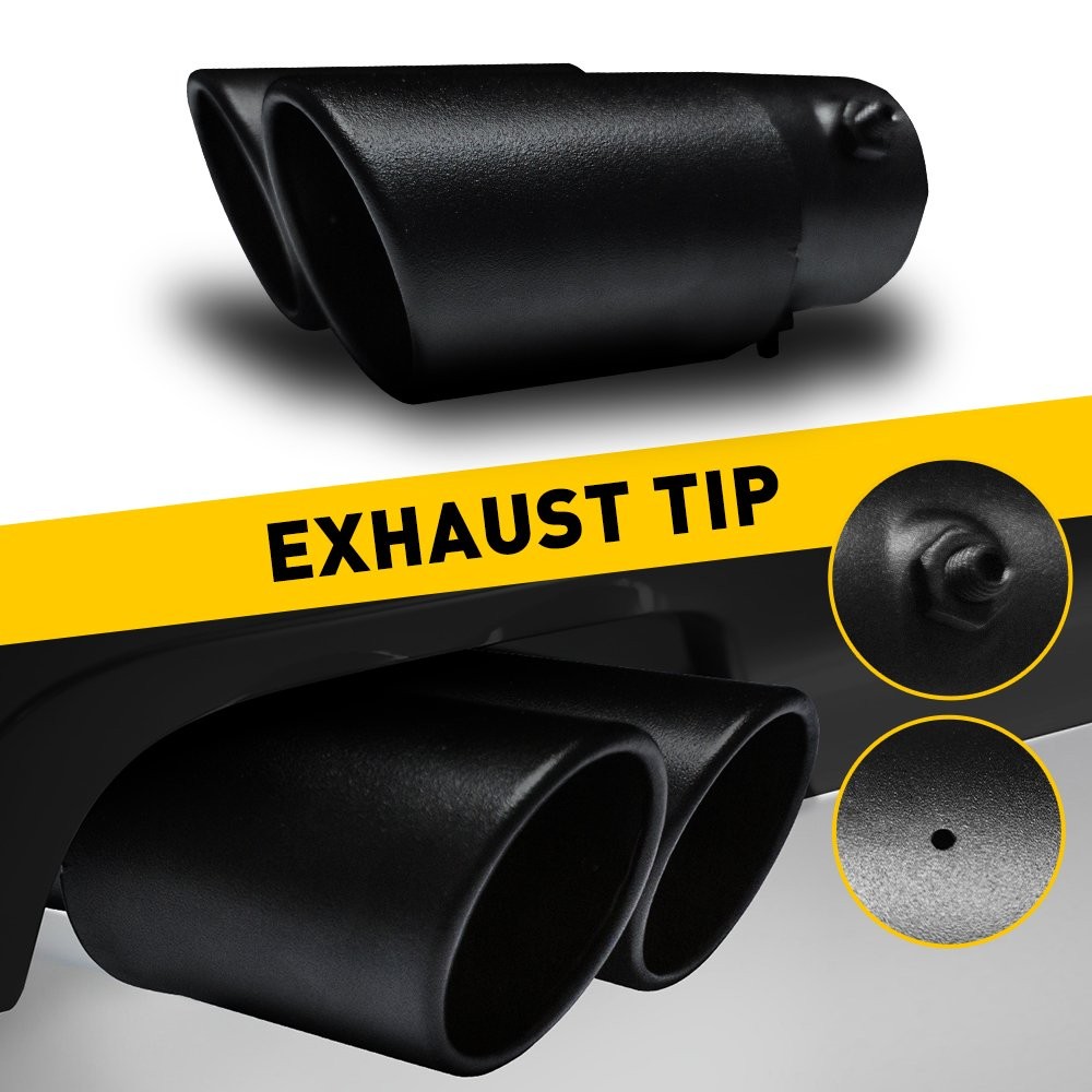 2Set Matte Black Stainless Steel Rear Exhaust Pipe Tail Muffler Tip Round