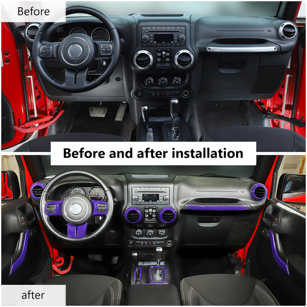 21X Car Interior Decoration Trim Kit For Jeep Wrangler JK 2011-2018 4Door Purple