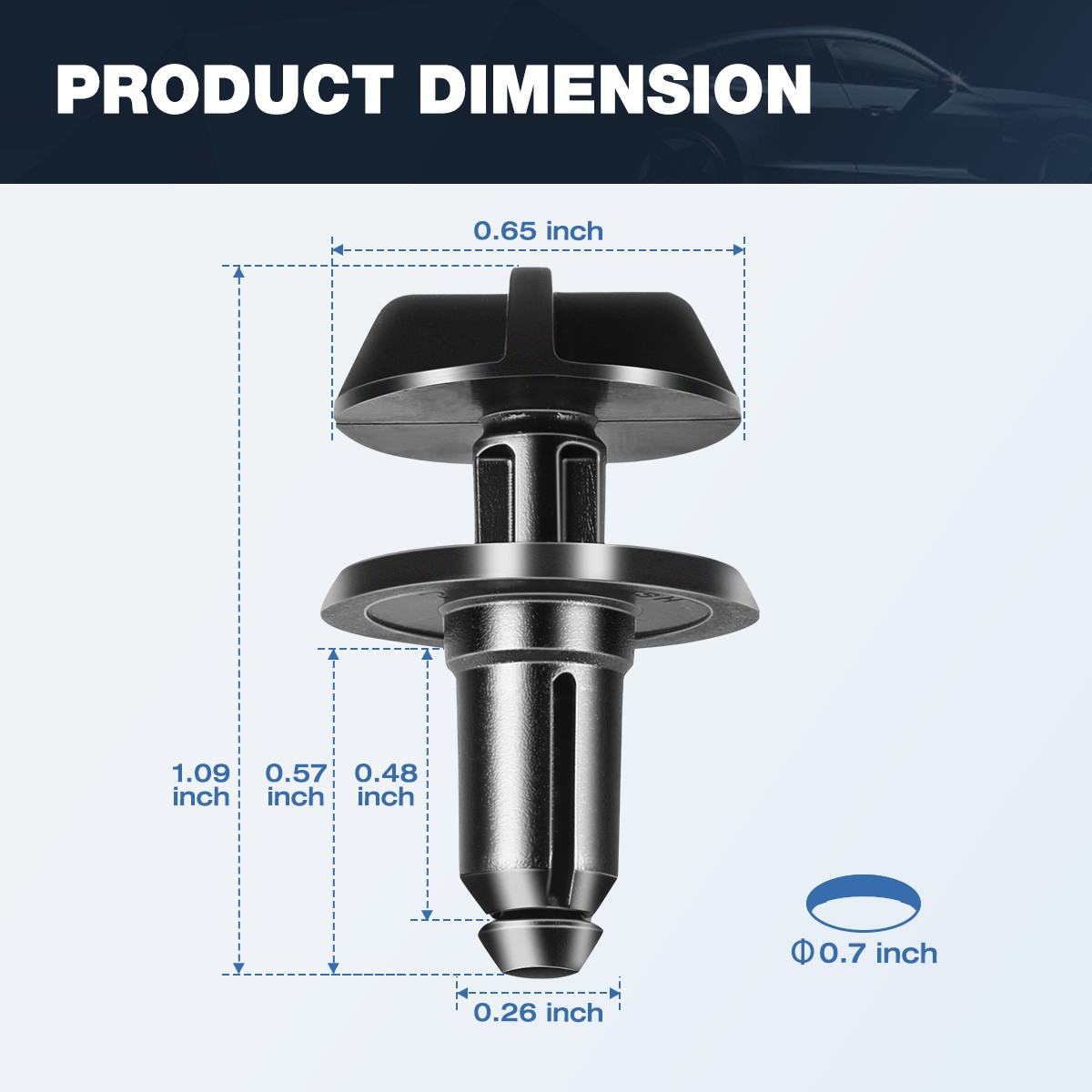 100pcs POM Rivet Fastener Mud Flaps Bumper Fender Push Clips For Ford