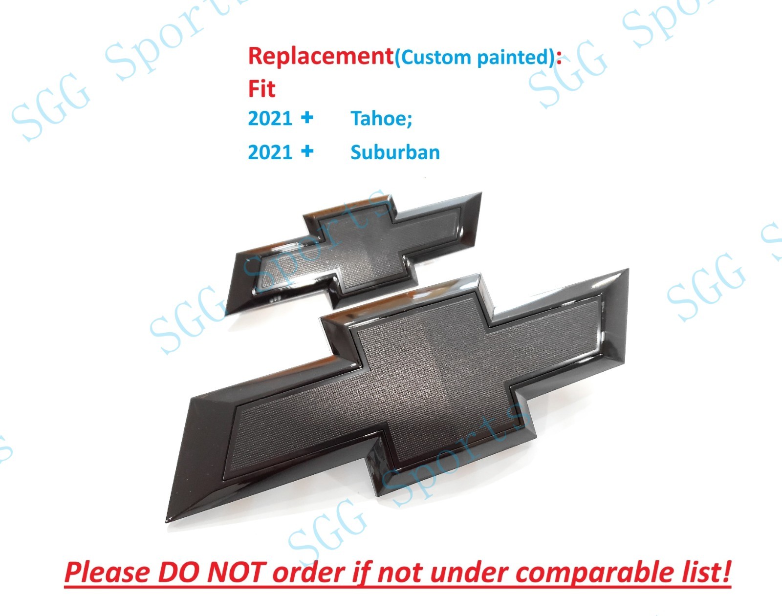 Front Grille Rear Tailgate Bowtie Emblem Badge Gloss Black 2021+ Tahoe Suburban