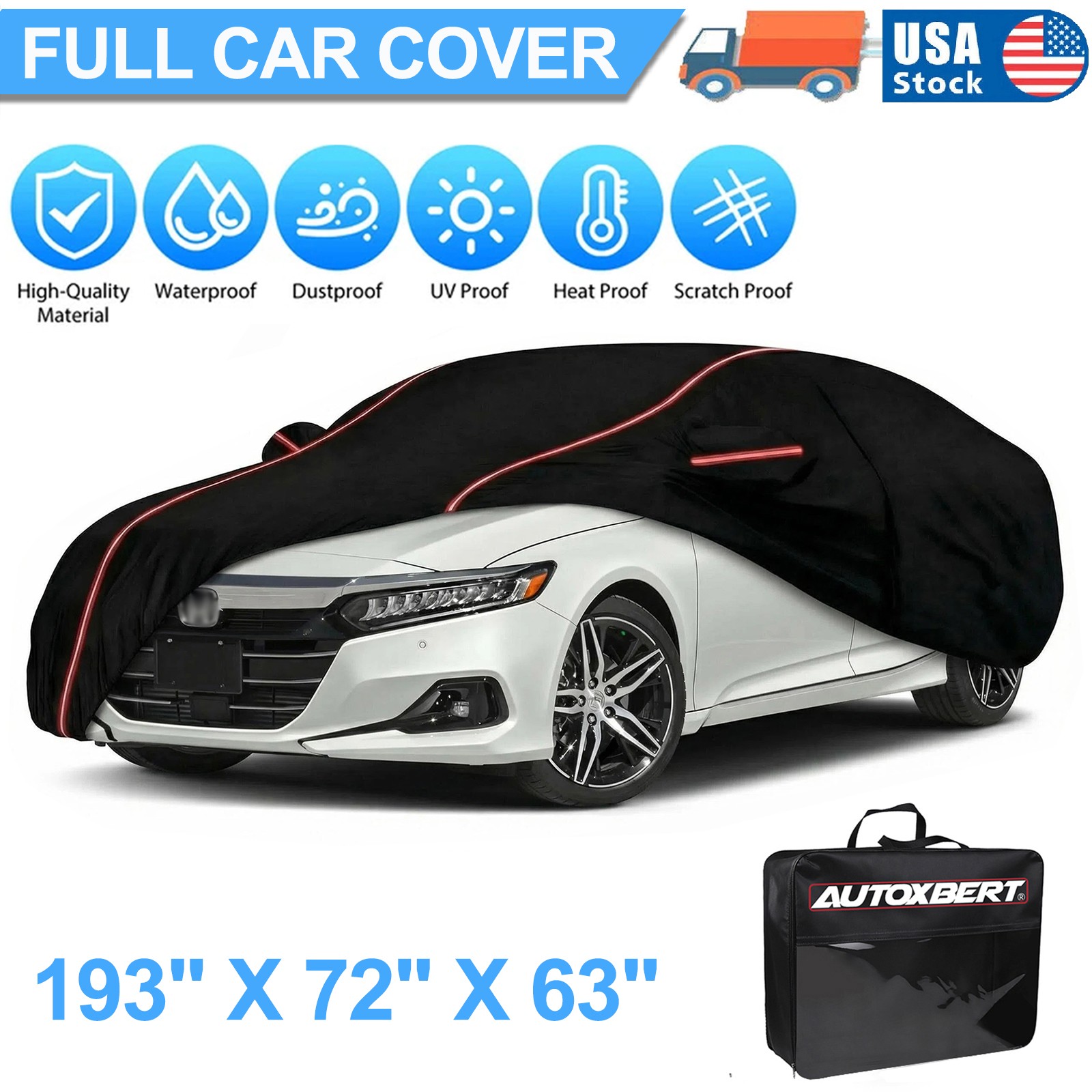 Heavy Duty Outdoor Car Cover Dust UV Protection 100% Waterproof For Honda Accord
