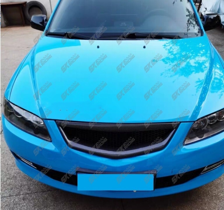 ABS Carbon Fiber Look/Glossy Honeycomb Mesh Front Hood Grill Grille For Mazda 6