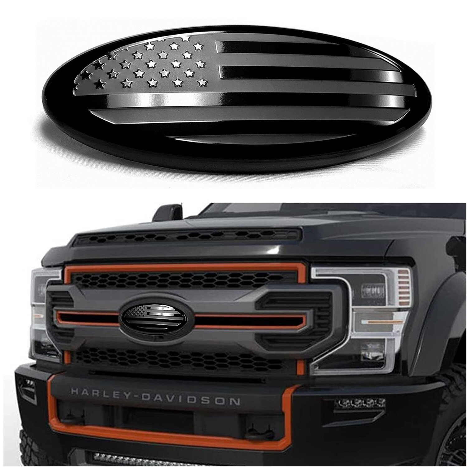 7inch Black Front Rear Grille US Flag Emblem Nameplate For Ford Explorer Ranger