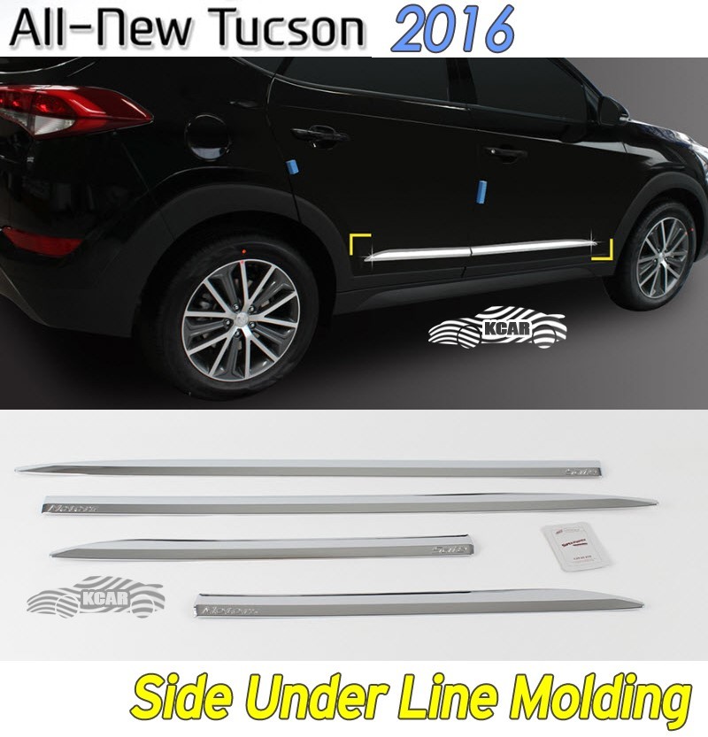 SideLine Under Molding Skirt Chrome D-041 4P Silver for Hyundai Tucson 2016~2020