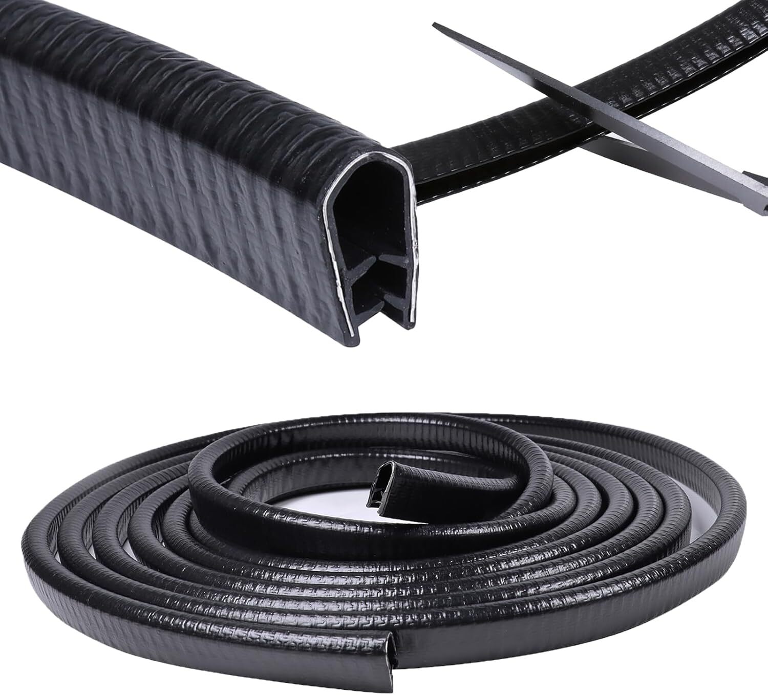 Black Edge Trim U-Channel Rubber Weatherstrip Metal Car Door Edge Sealing 20Ft