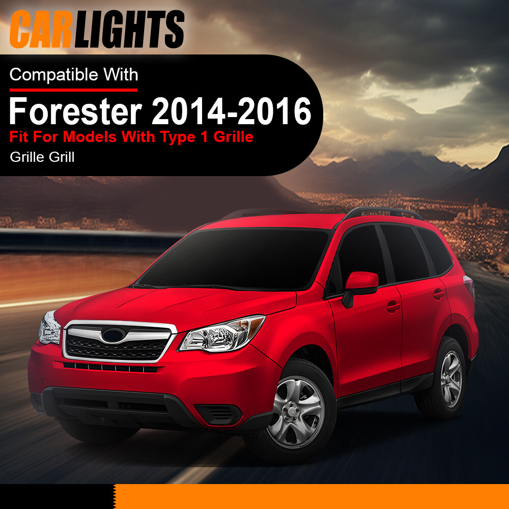 Grille Textured Black Shell & Insert Type Fit For 2014-16 Subaru Forester Grill