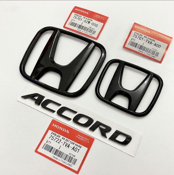 For Honda 2018-22 Accord Sport 2.0T Badge 1Set Front Grille Trunk Emblem Black