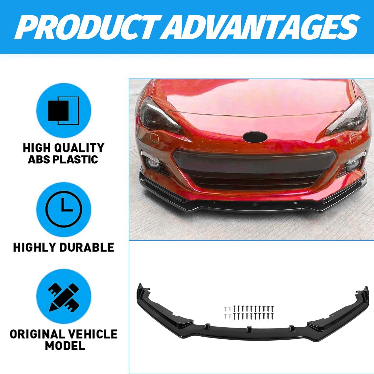 For Subaru BRZ 2013-2015 2016 Front Bumper Lip Spoiler Splitter Body Kit Black