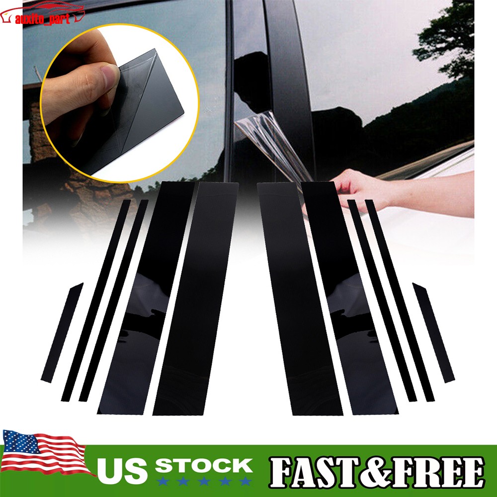 10PC Black Door Car Window Pillar Post Cover Trim For 2019-2021 TOYOTA RAV4 PC V