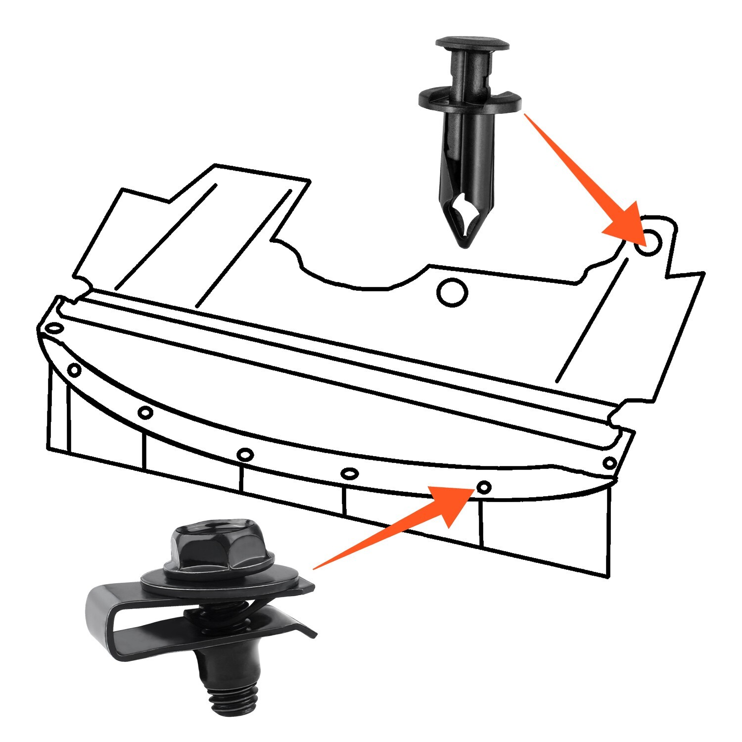 Body Truck Bolts U-nut Clips Clips M6-1.0 Bolts thread M6-1.0x20mm long 10mm hex