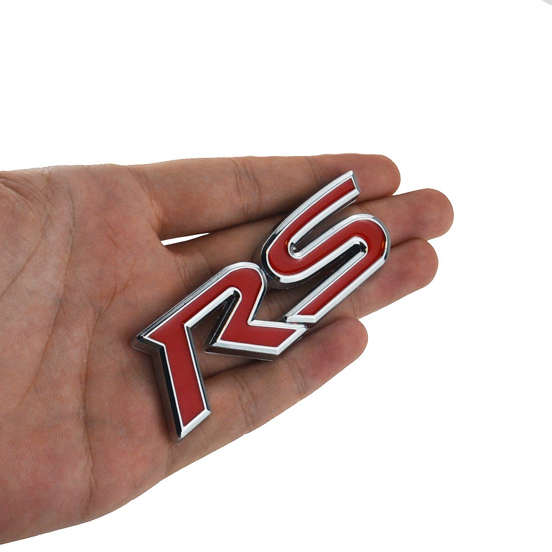 1Pc Chrome Red RS Emblem Racing Sport Logo 3D Metal Badge For Camaro