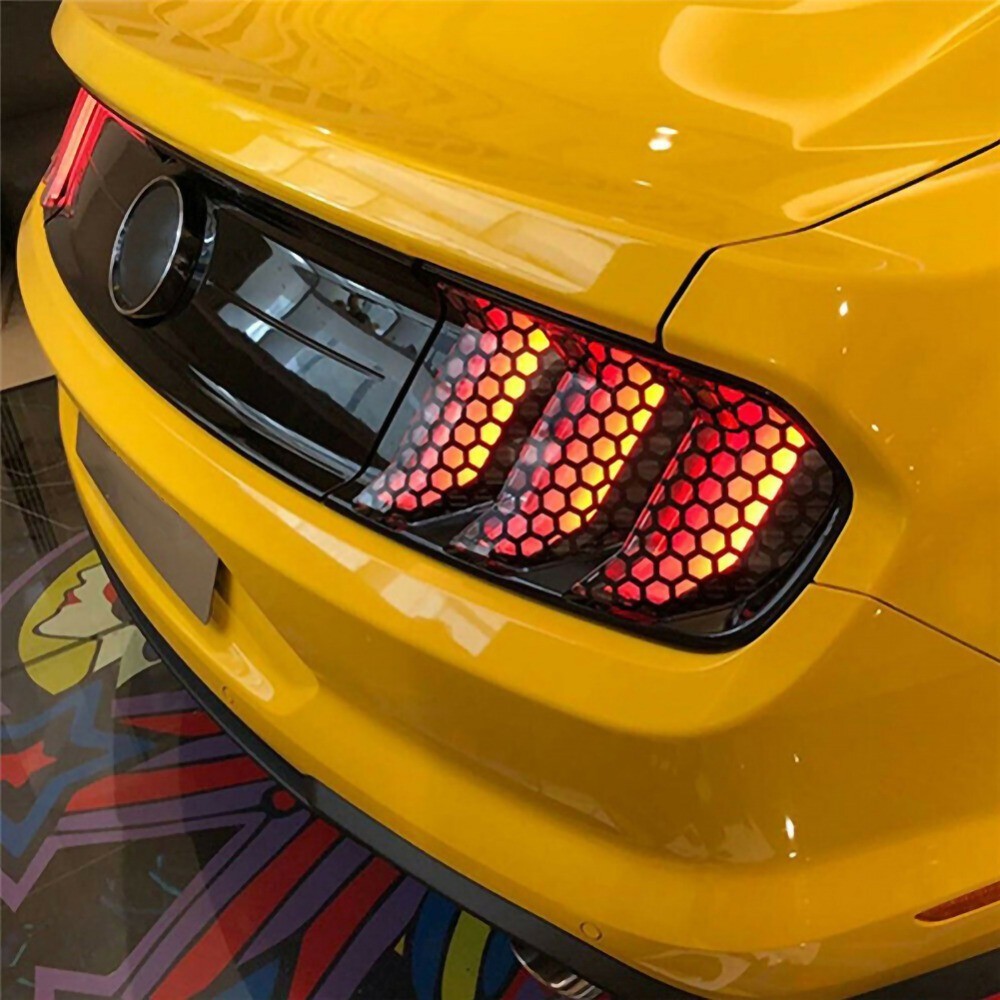 2x Car Rear Tail Light Cover Honeycomb Sticker Tail-lamp Decal Accessories USA