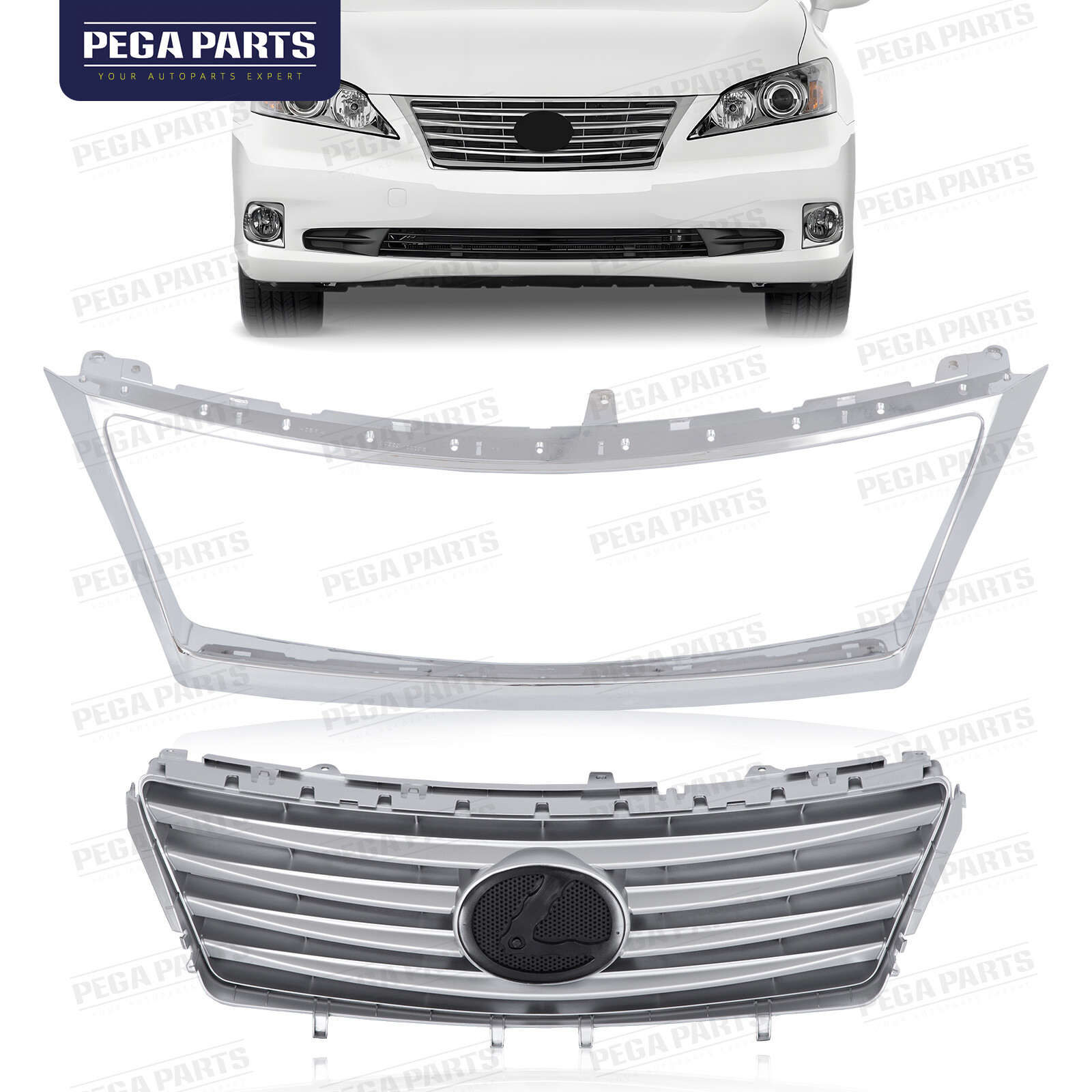 For 2010 2011 2012 Lexus ES350 Front Bumper Upper Grille W/ Chrome Molding Trim
