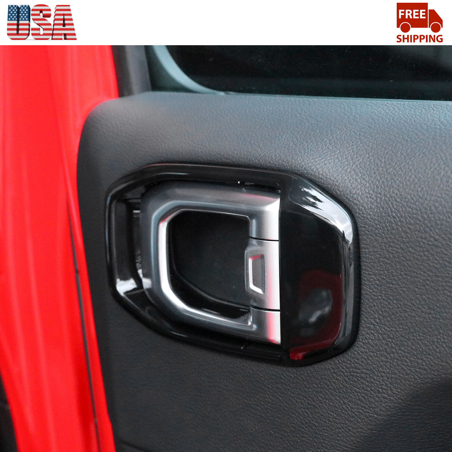 4PCS Black Interior Door Handle Bowl Cover Kit For Jeep Wrangler JL 2018+ 4Door