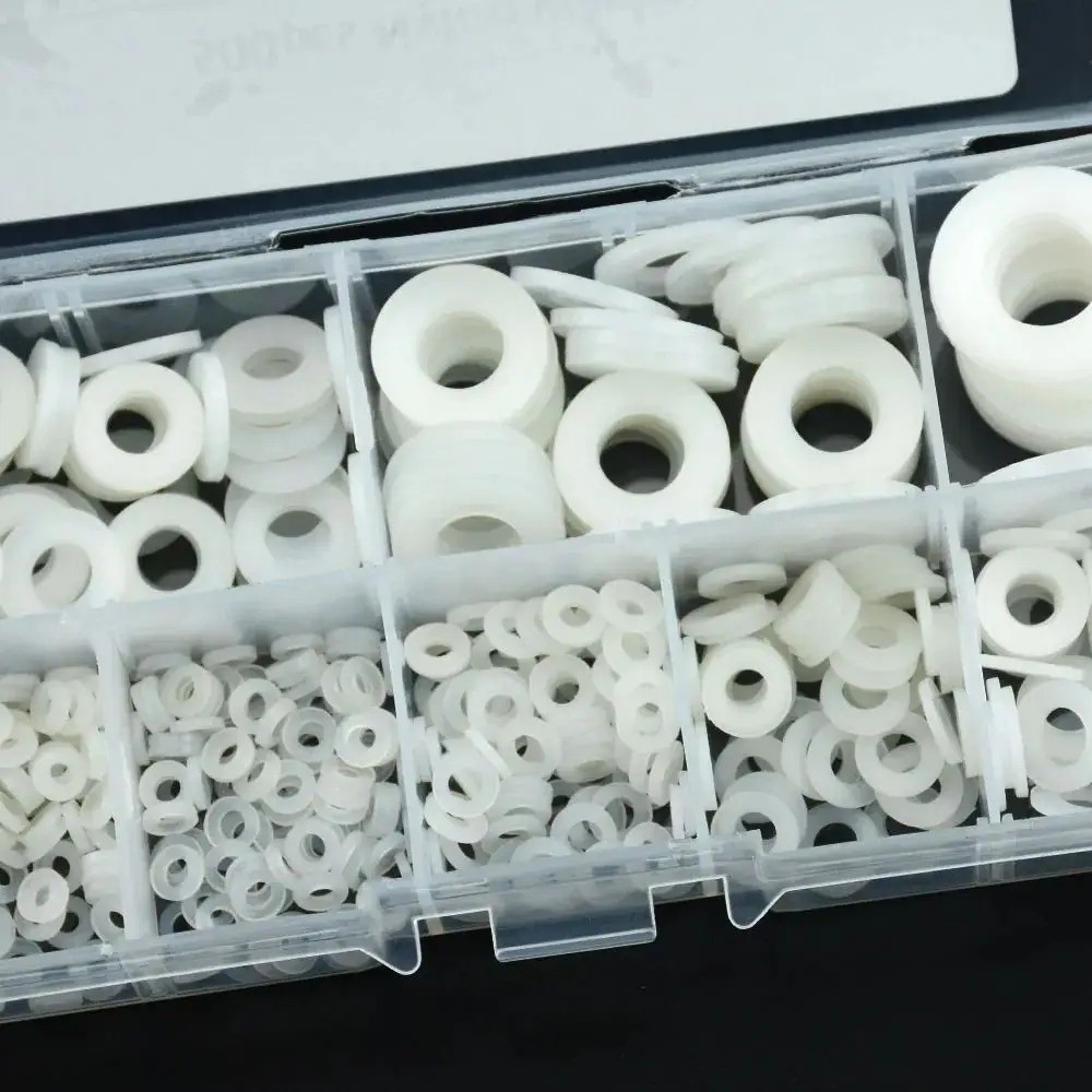 500Pcs Durable Seals O Ring Assortment Kit Nylon Washer Flat M2-M10 Plane Spacer