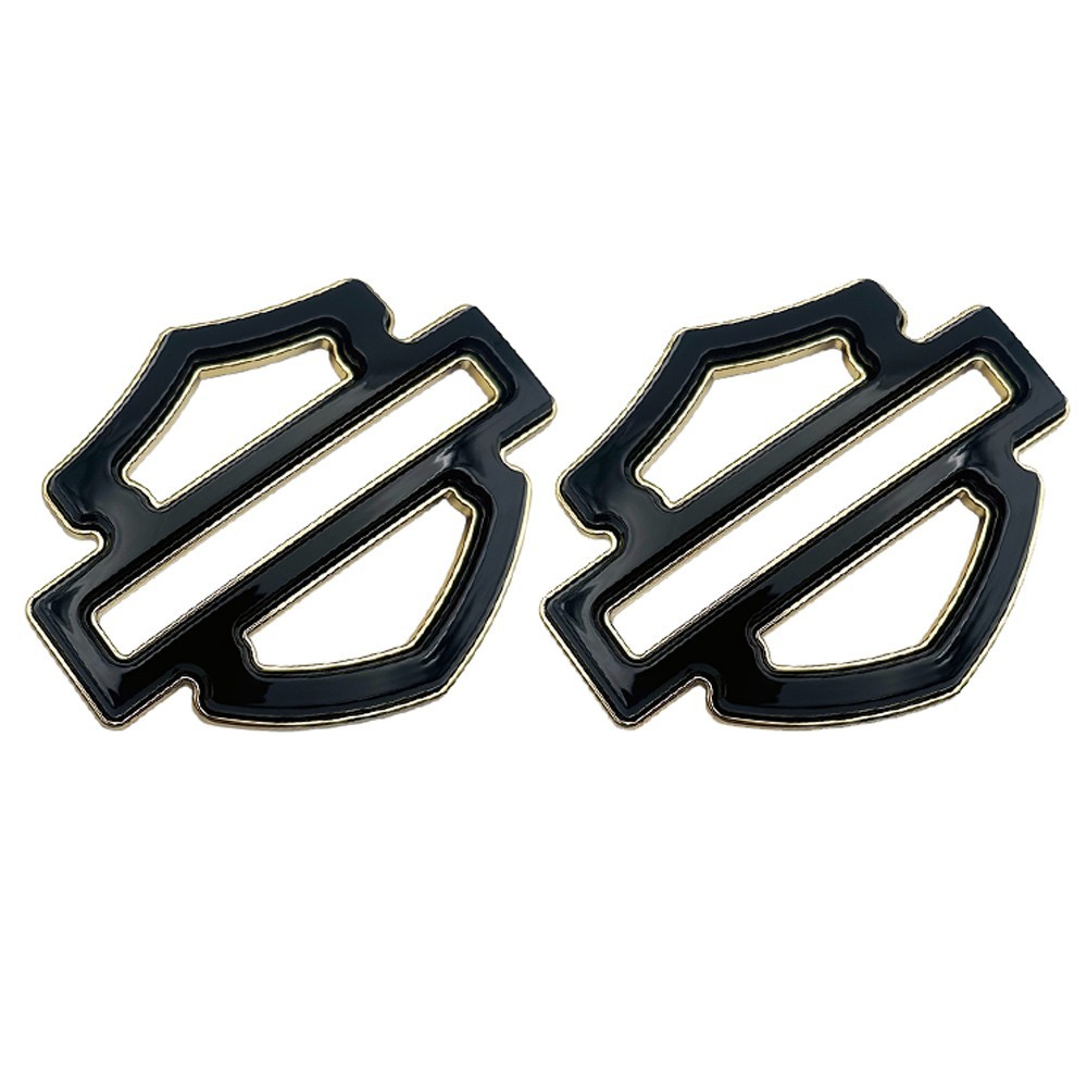 2Pcs Set Black Gold Double Layer Custom CVO Tank Emblems Badges 5 or 6 Gal