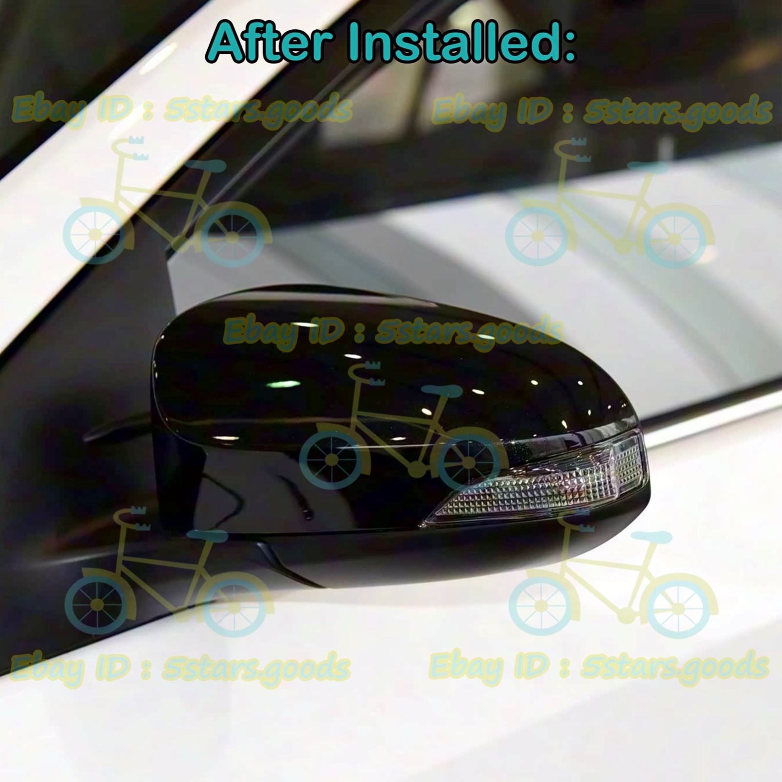 Glossy Piano Black Side Turn Signal Mirror Covers Trims For 13-18 Toyota Avalon