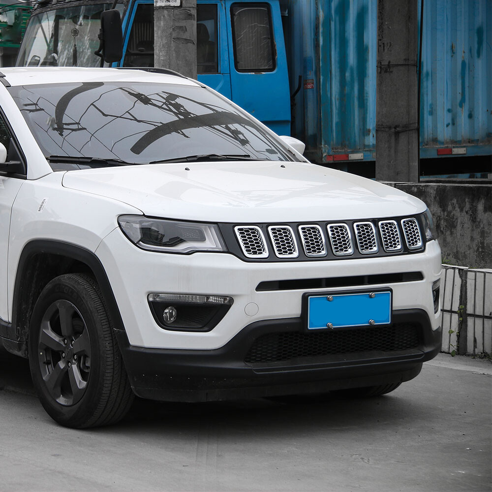 7x Chrome Front Grille Insert Mesh Grill Decor Cover Trim for Jeep Compass 2017+