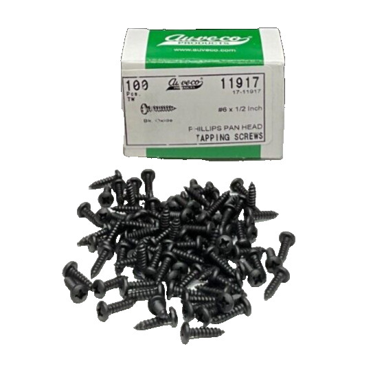 Auveco 11917 Number 6 X 1/2″ Phillips Pan Hd. Tapping Screw Black Oxide 100 Pcs