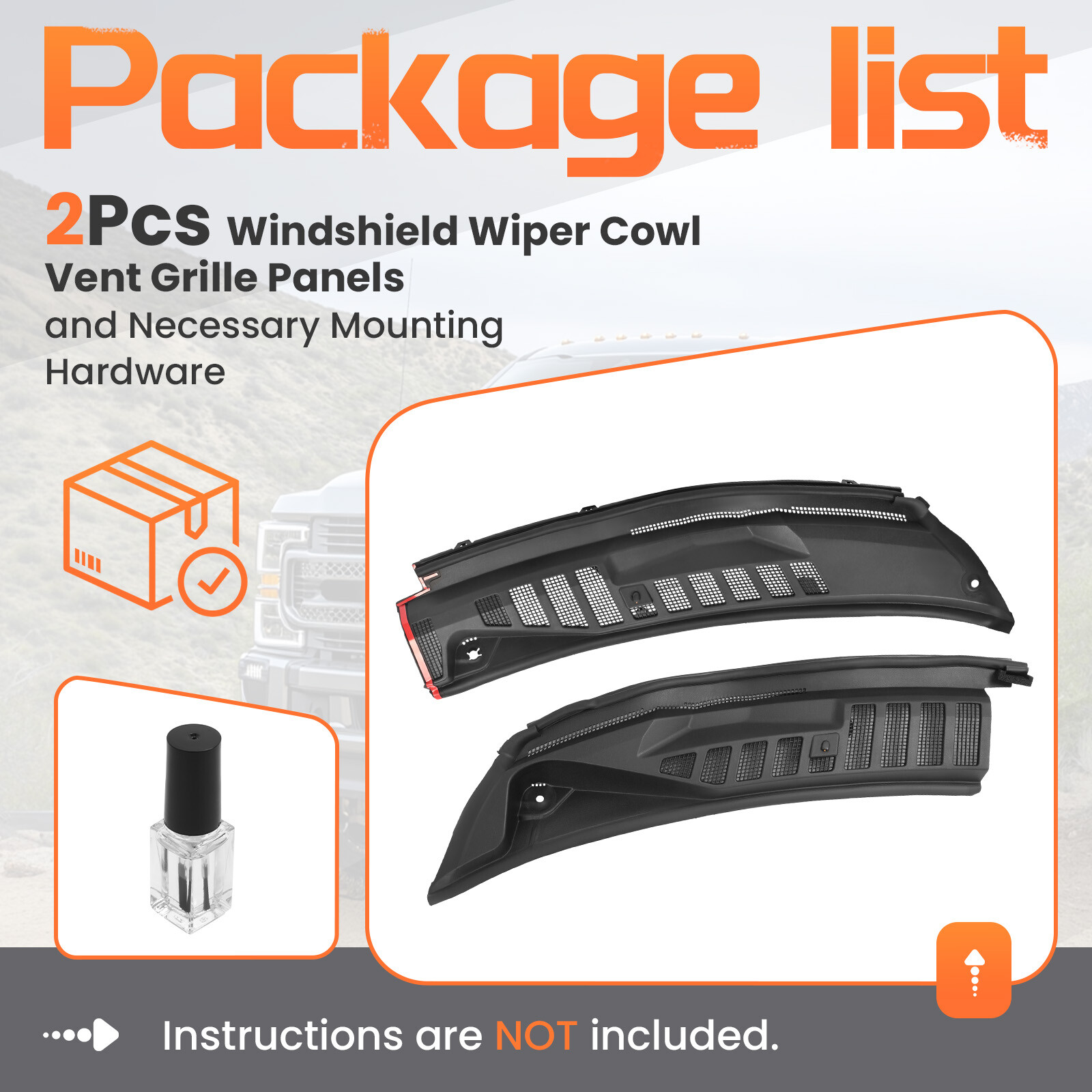 Windshield Wiper Cowl Panel Grille Set For 2017-2022 Ford F250 F350 F450 F550
