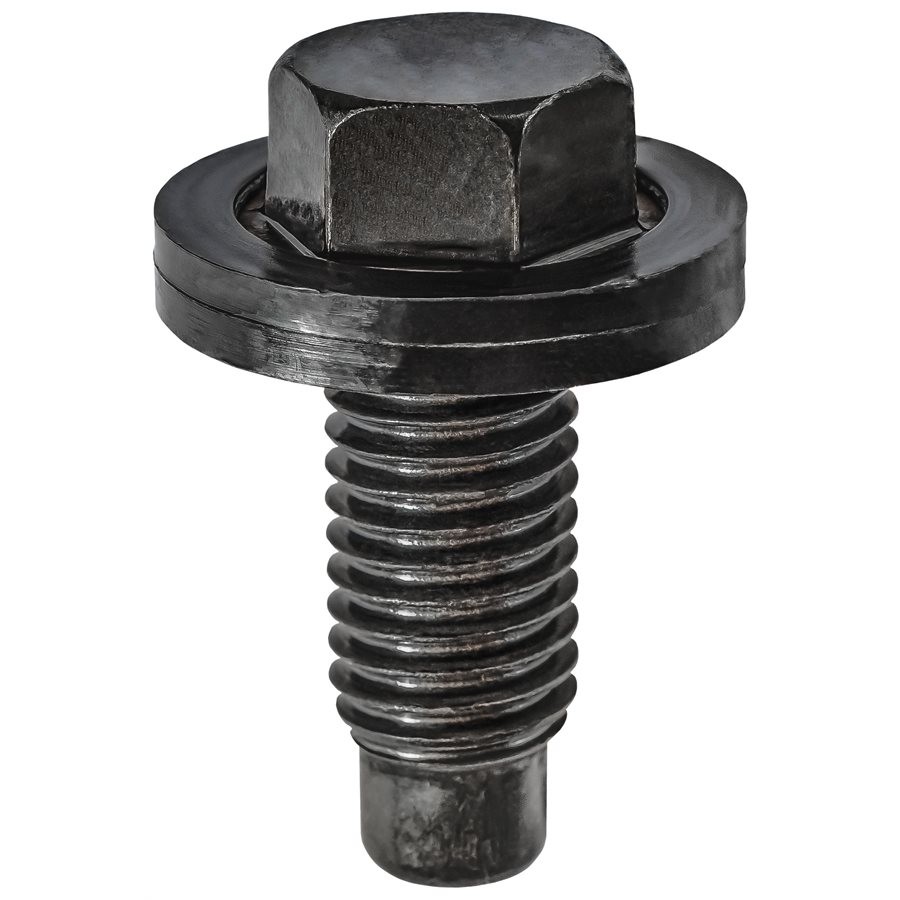 M12-1.75 Drain Plug With 27mm Rubber Washer, 28mm Length Under Head (Qty: 2)