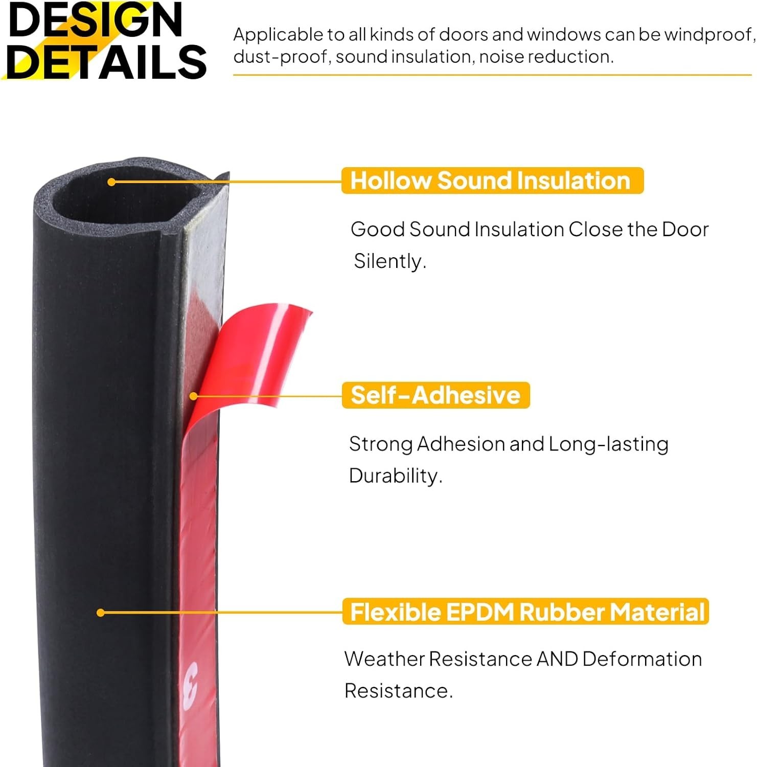 Durable 16FT D-Shape Weather Stripping – Waterproof, Dustproof, and Soundproof