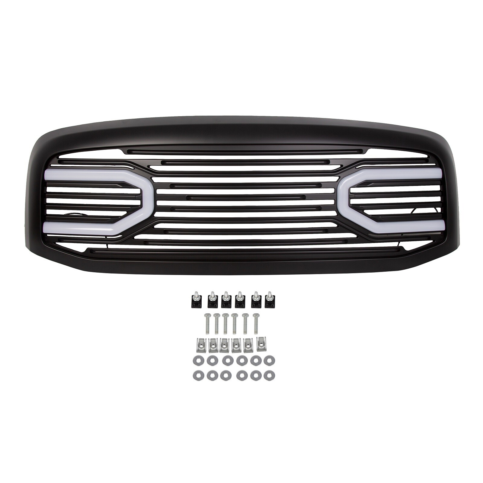 For Dodge RAM 2500 3500 1500 06-09 Black Front Hood Grille+Shell W/LED Light