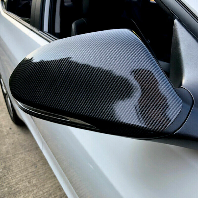 ABS Carbon Fiber Rear View Side Mirror Cover Trim Cap For Hyundai Sonata 2020-23