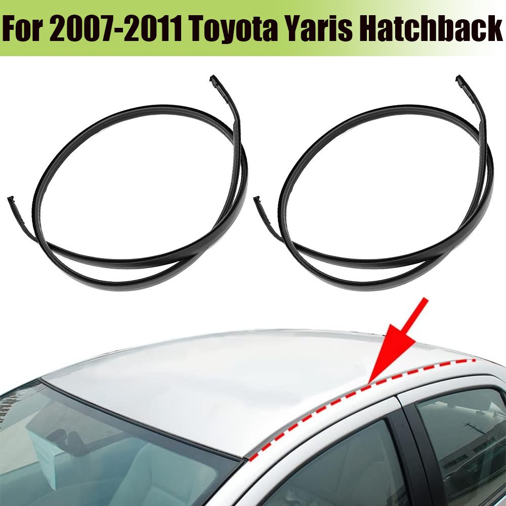 2X Roof Drip Molding Black Rubber Strip Black For 2007-11 Toyota Yaris Hatchback