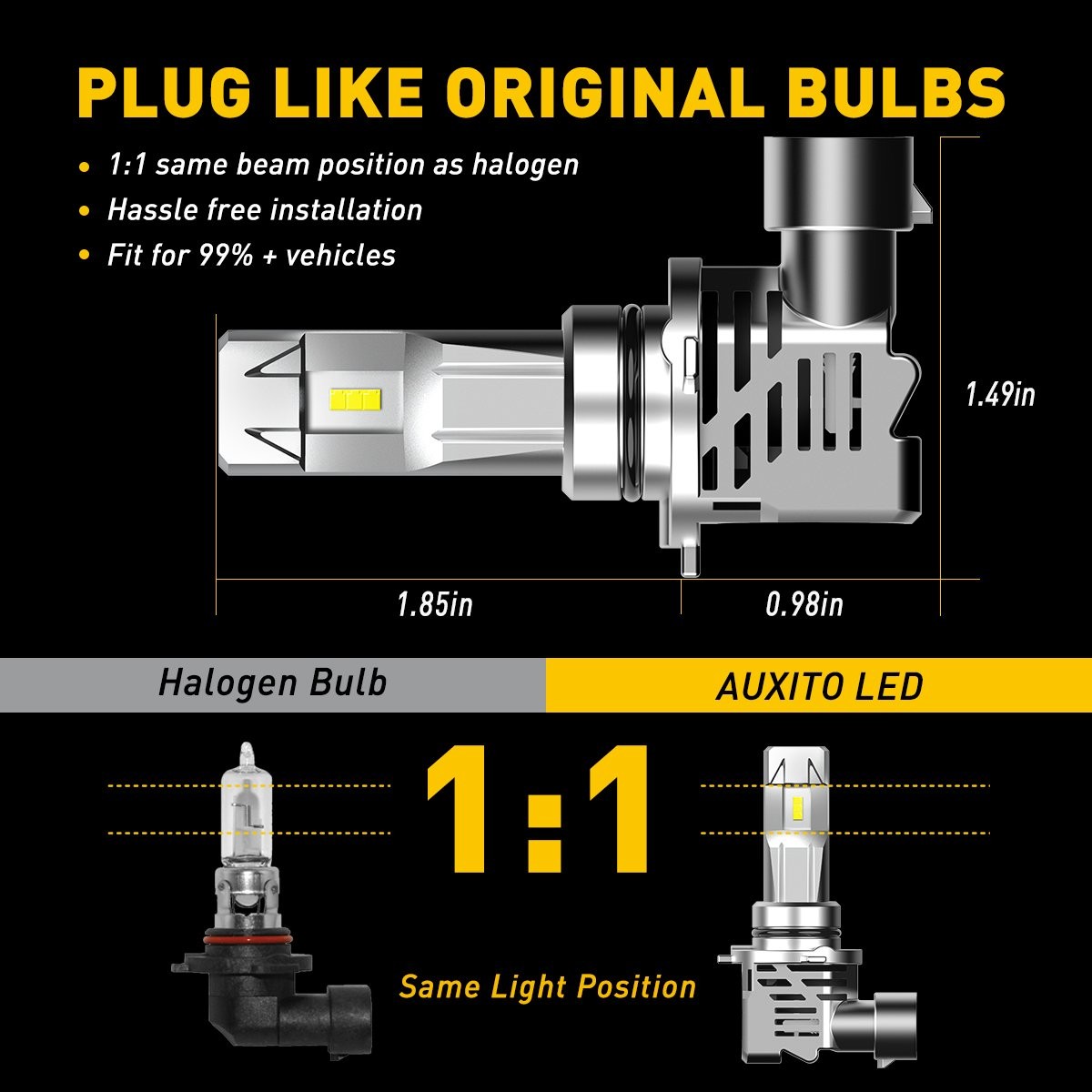 6x AUXITO H11 9005 9006 LED Fog Headlight Light Kit 36000LM Canbus High Low Beam