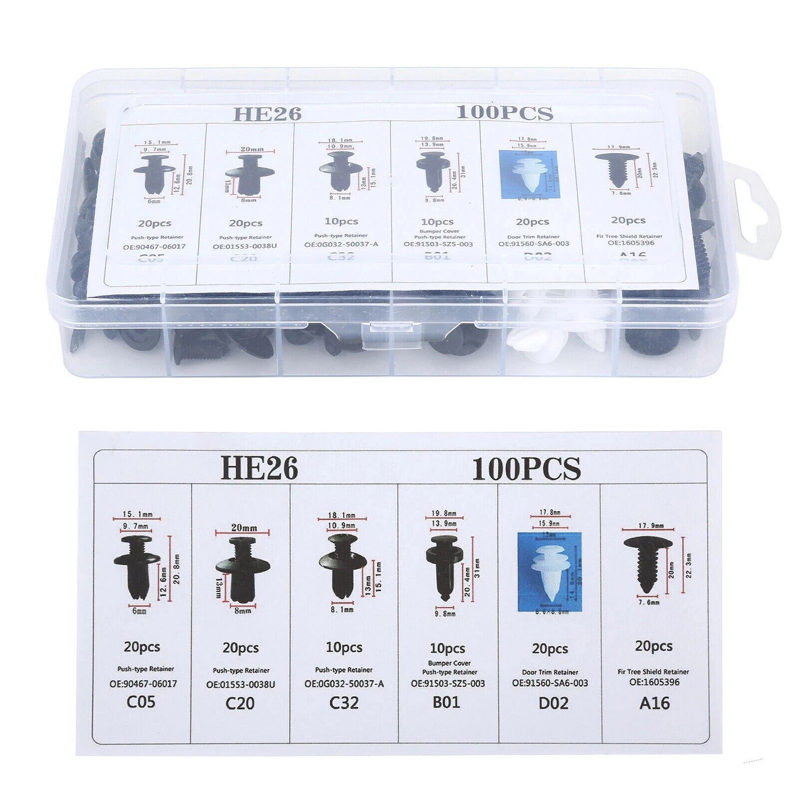 100x For RAM Dodge Fixing Fastener Kit Bumper Fender Liner Push Retainer Clips