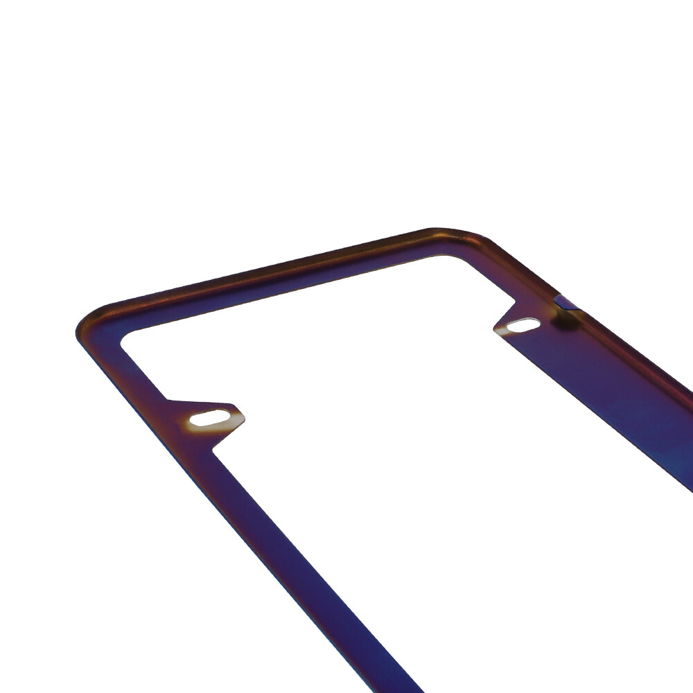 UNIVERSAL MUGEN Burnt Blue Stainless Steel License Plate Frame W Screw Caps